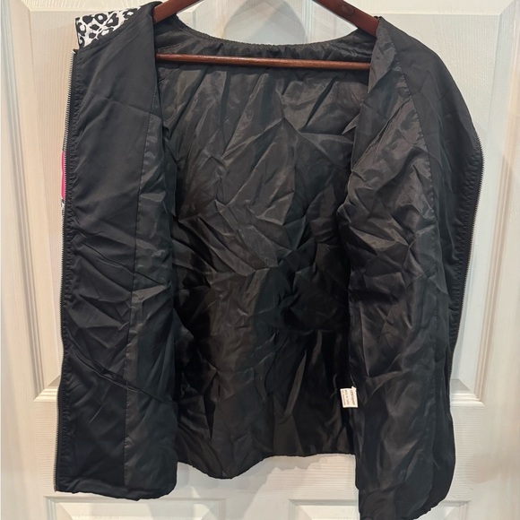 Black Leopard Color Block Full Zip Hooded Jacket women’s Size Medium - Picture 4 of 8